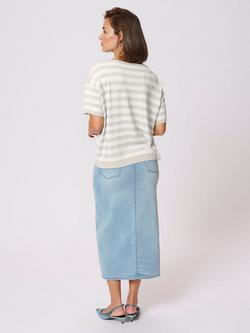 KAFFE Regina Stripe Short Sleeve Jumper - view 2, Grey/White