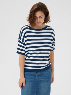 KAFFE Regina Stripe Short Sleeve Jumper, Multi