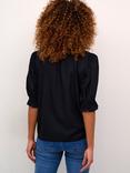 KAFFE Elly Ruffle Neck Top, Black