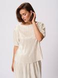 KAFFE KAgalexi Short Sleeved Metallic Blouse, Gold