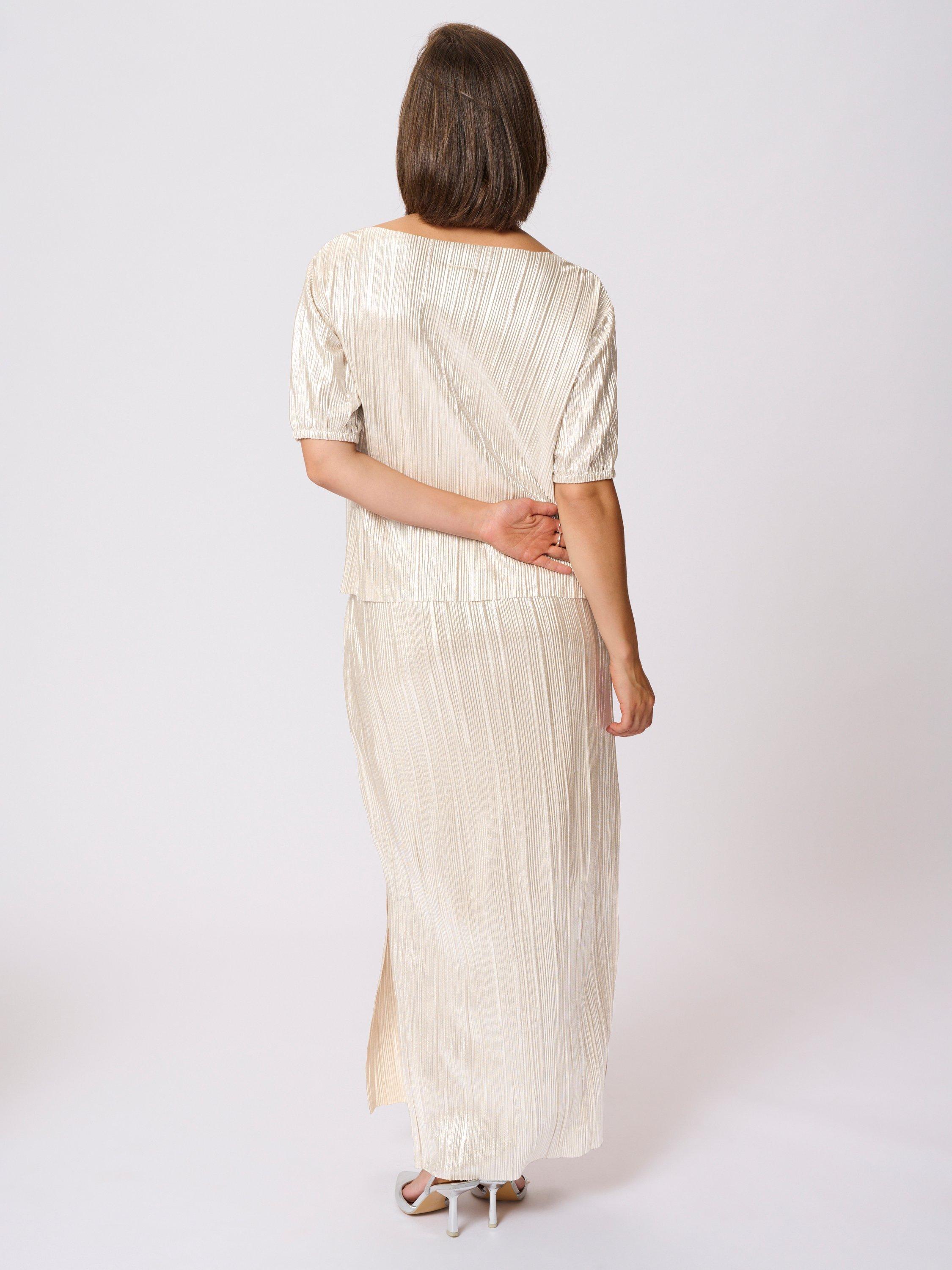 Product image 2 of 6, which shows KAFFE KAgalexi Short Sleeved Metallic Blouse, Gold, 8