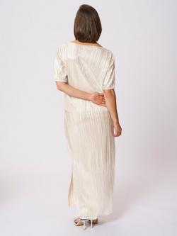 KAFFE KAgalexi Short Sleeved Metallic Blouse, Gold - view 2, Gold