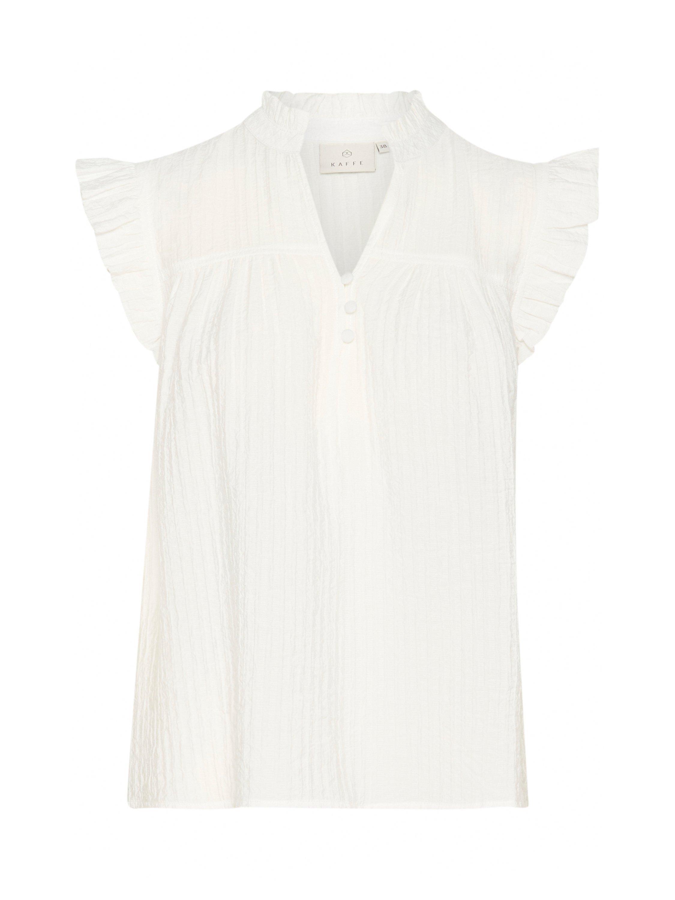 Product image 5 of 6, which shows KAFFE KAliany High Neck Frill Sleeved Blouse, White, 8
