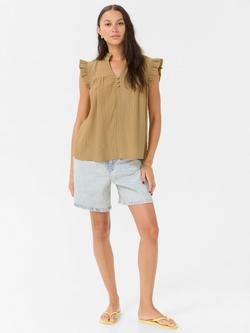 KAFFE KAliany High Neck Frill Sleeved Blouse - view 2, Beige