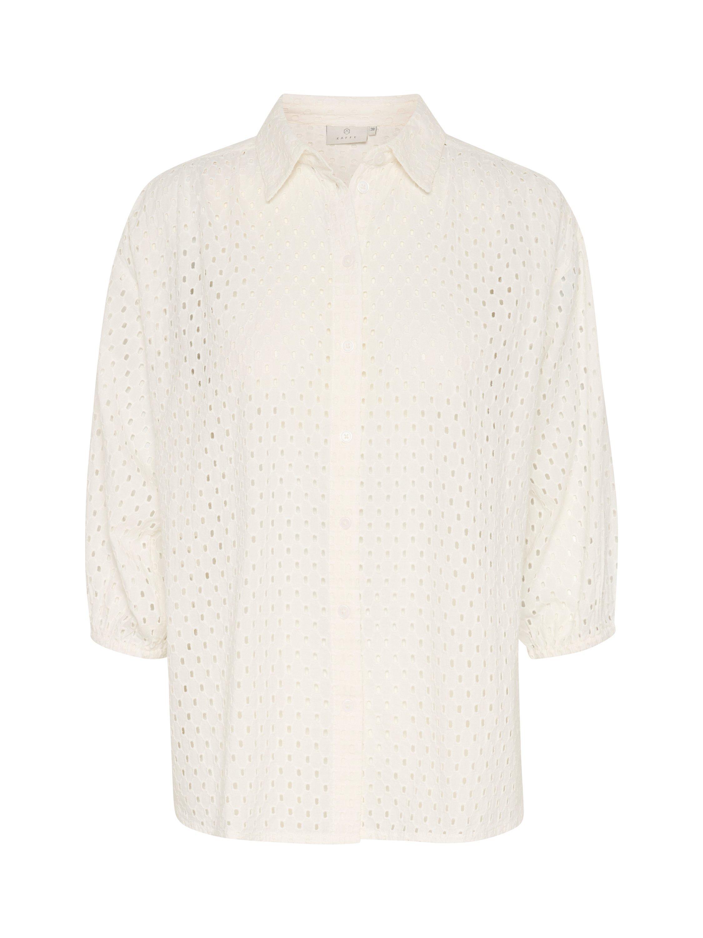 Product image 5 of 6, which shows KAFFE Rumba Broderie Anglaise Shirt, White, 8