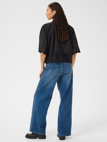KAFFE Carly Broderie Anglaise Shirt, Black - view 2, Black