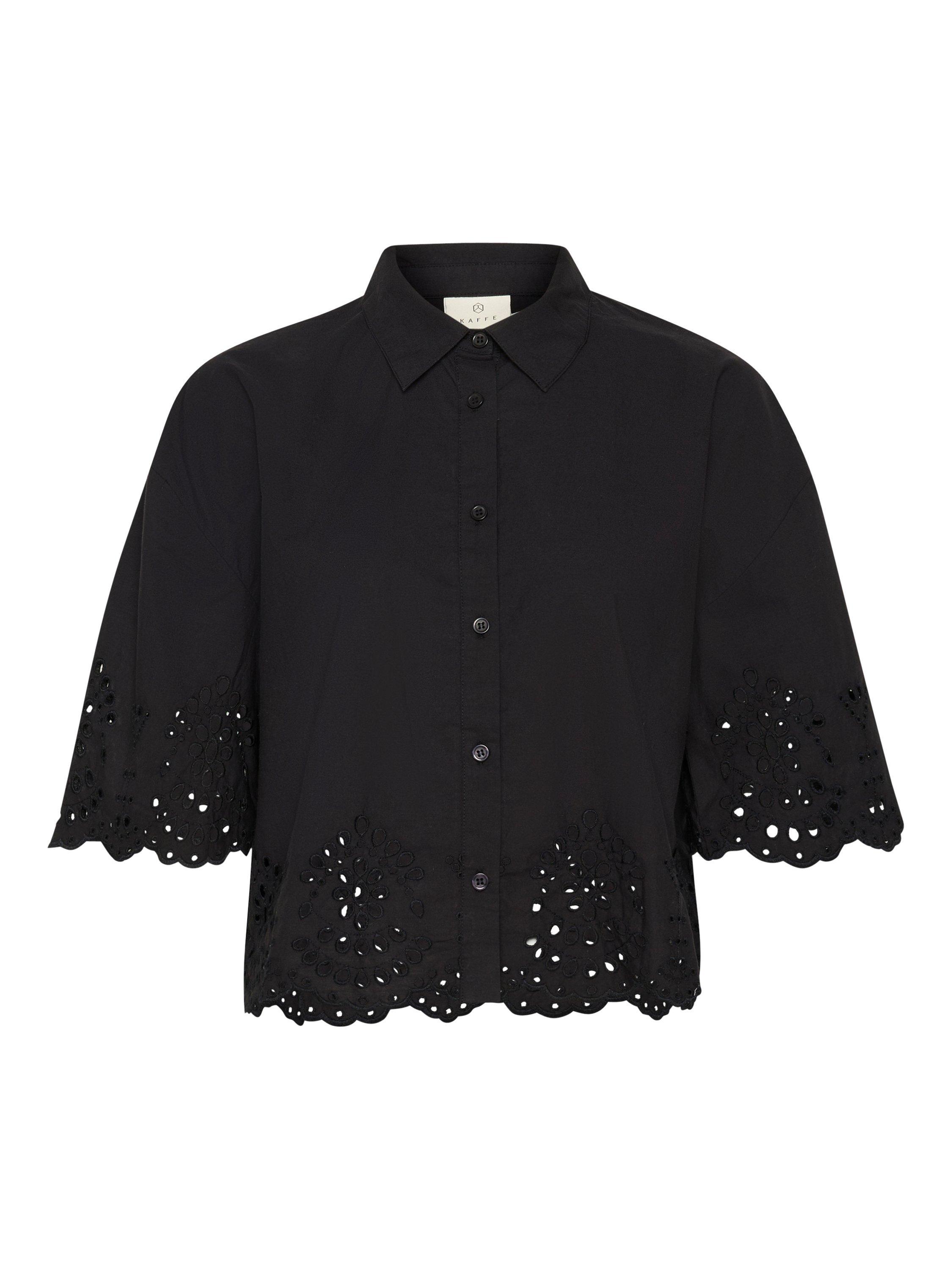Product image 5 of 6, which shows KAFFE Carly Broderie Anglaise Shirt, Black, 8