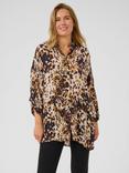 KAFFE Thora Amber Animal Print Shirt, Beige