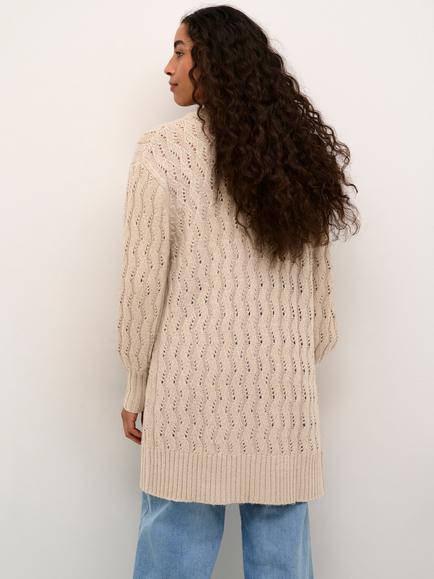 KAFFE  KAlena Long Sleeve Feather Grey Milange Knit Cardigan - view 2, Grey