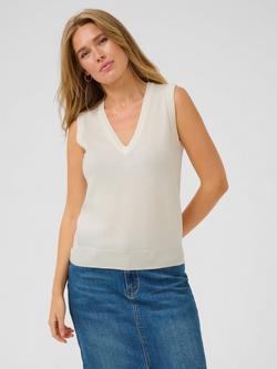 KAFFE Lizza Knit Top, White, White