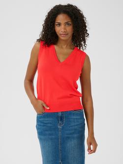 KAFFE Lizza Knit Top, Mid Red, Mid Red