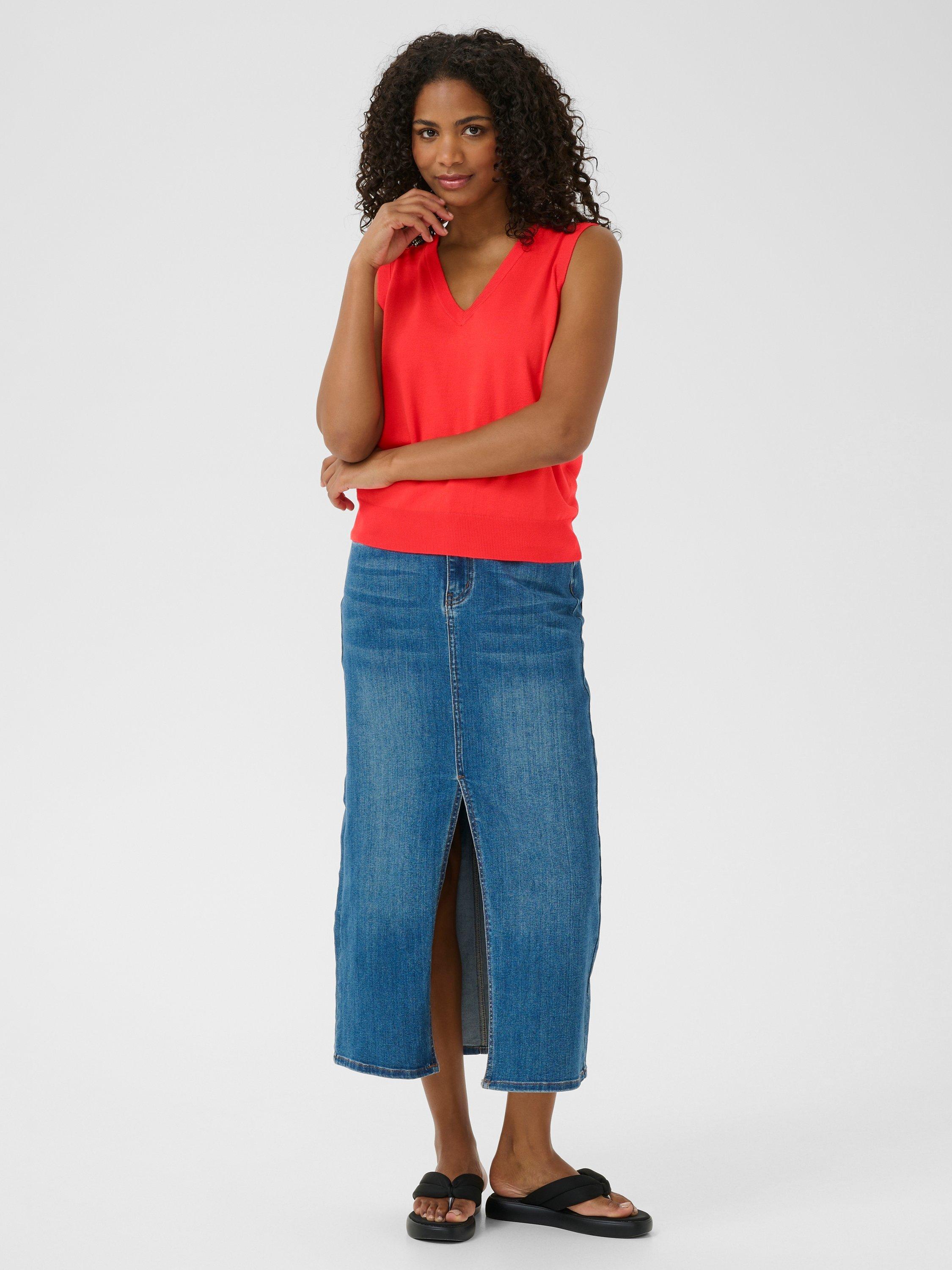 Product image 3 of 5, which shows KAFFE Lizza Knit Top, Mid Red, XS