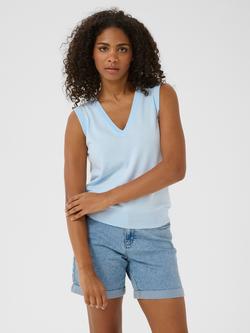 KAFFE Lizza Knit Top, Mid Blue, Mid Blue