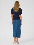 KAFFE Regina Scoop Neck Short Sleeve Jumper, Mid Blue