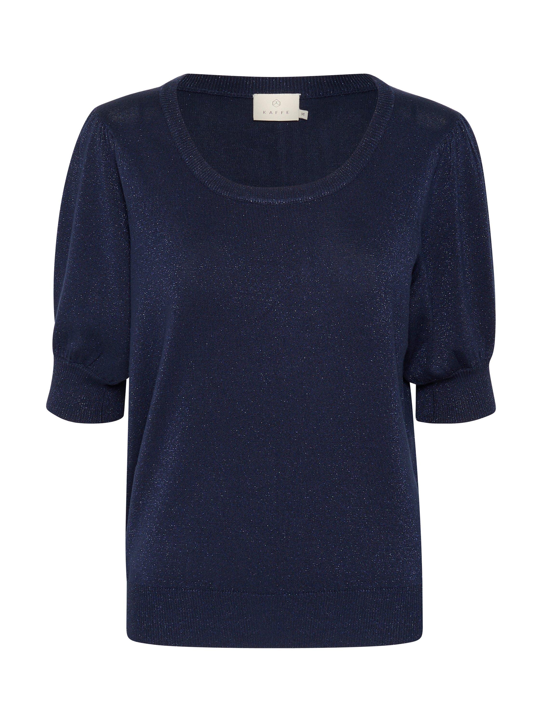 Product image 5 of 6, which shows KAFFE Regina Scoop Neck Short Sleeve Jumper, Mid Blue, XS
