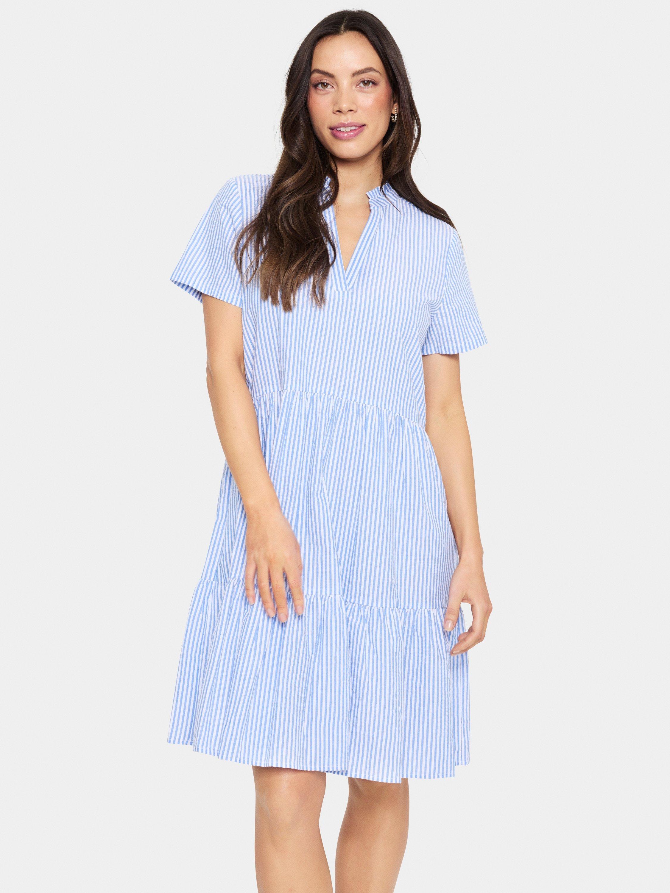 Product image 1 of 6, which shows Saint Tropez Elmiko Stripe Dress, Chambray Blue/White, XS
