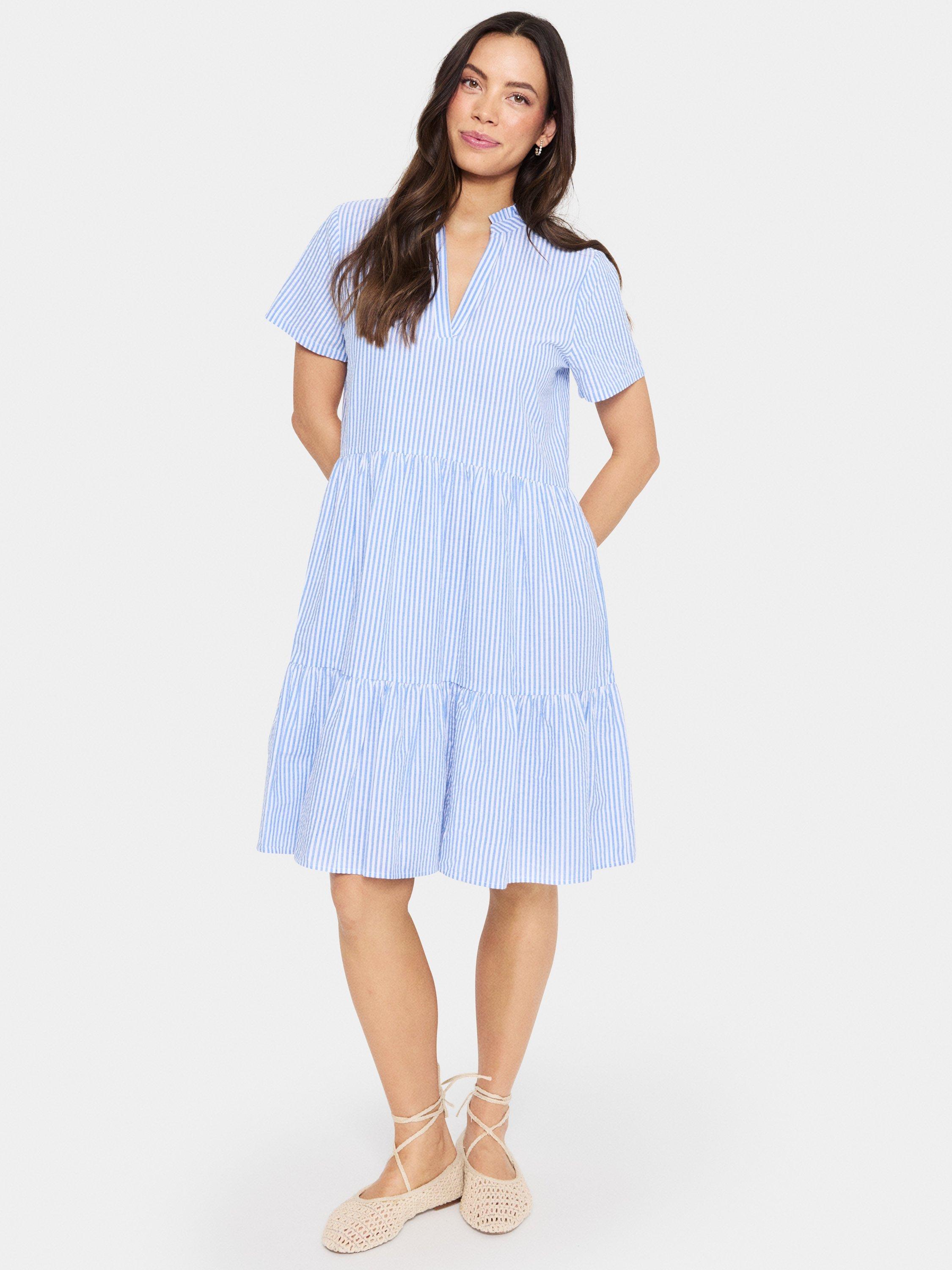 Product image 3 of 6, which shows Saint Tropez Elmiko Stripe Dress, Chambray Blue/White, XS