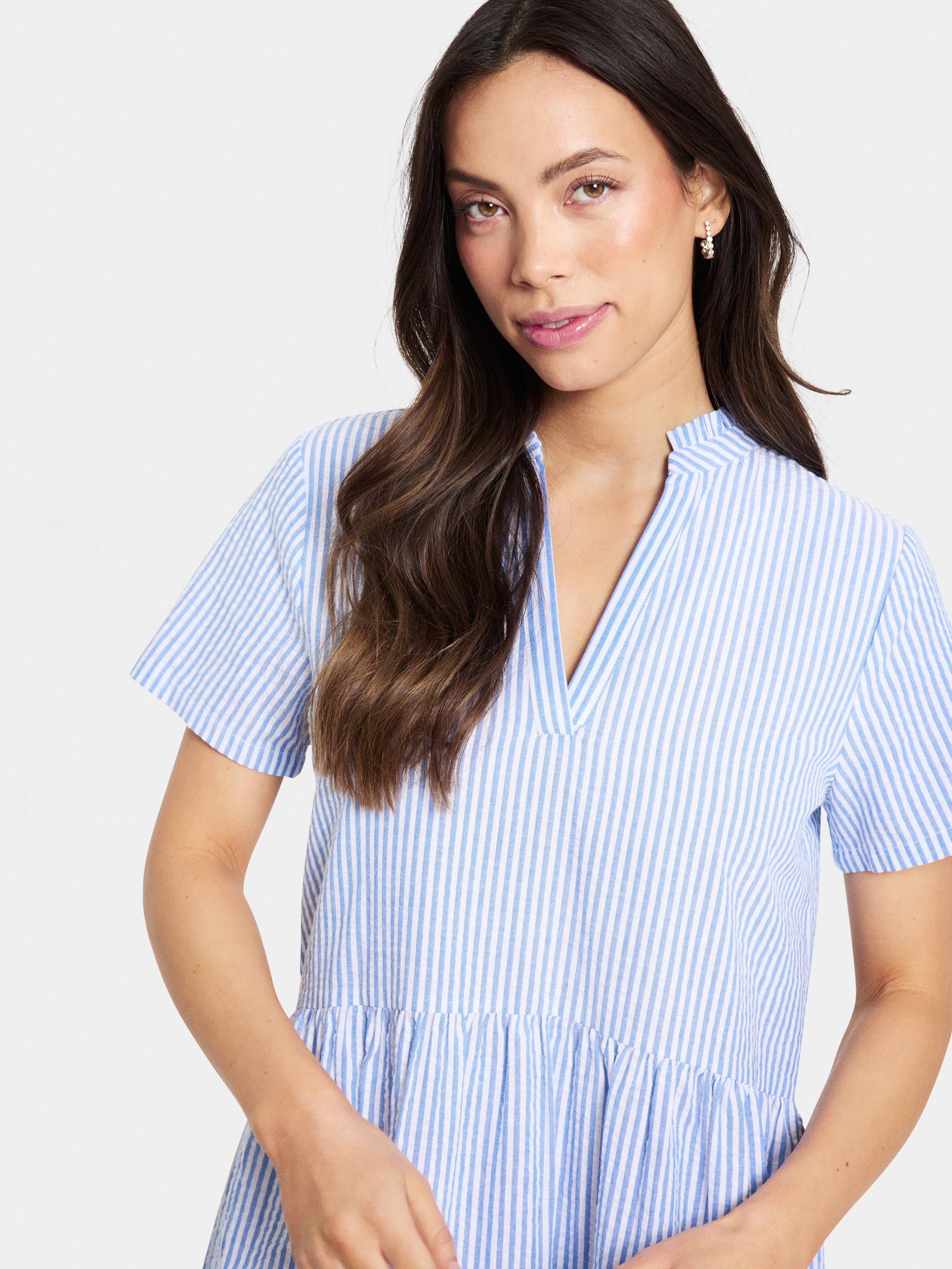 Product image 4 of 6, which shows Saint Tropez Elmiko Stripe Dress, Chambray Blue/White, XS