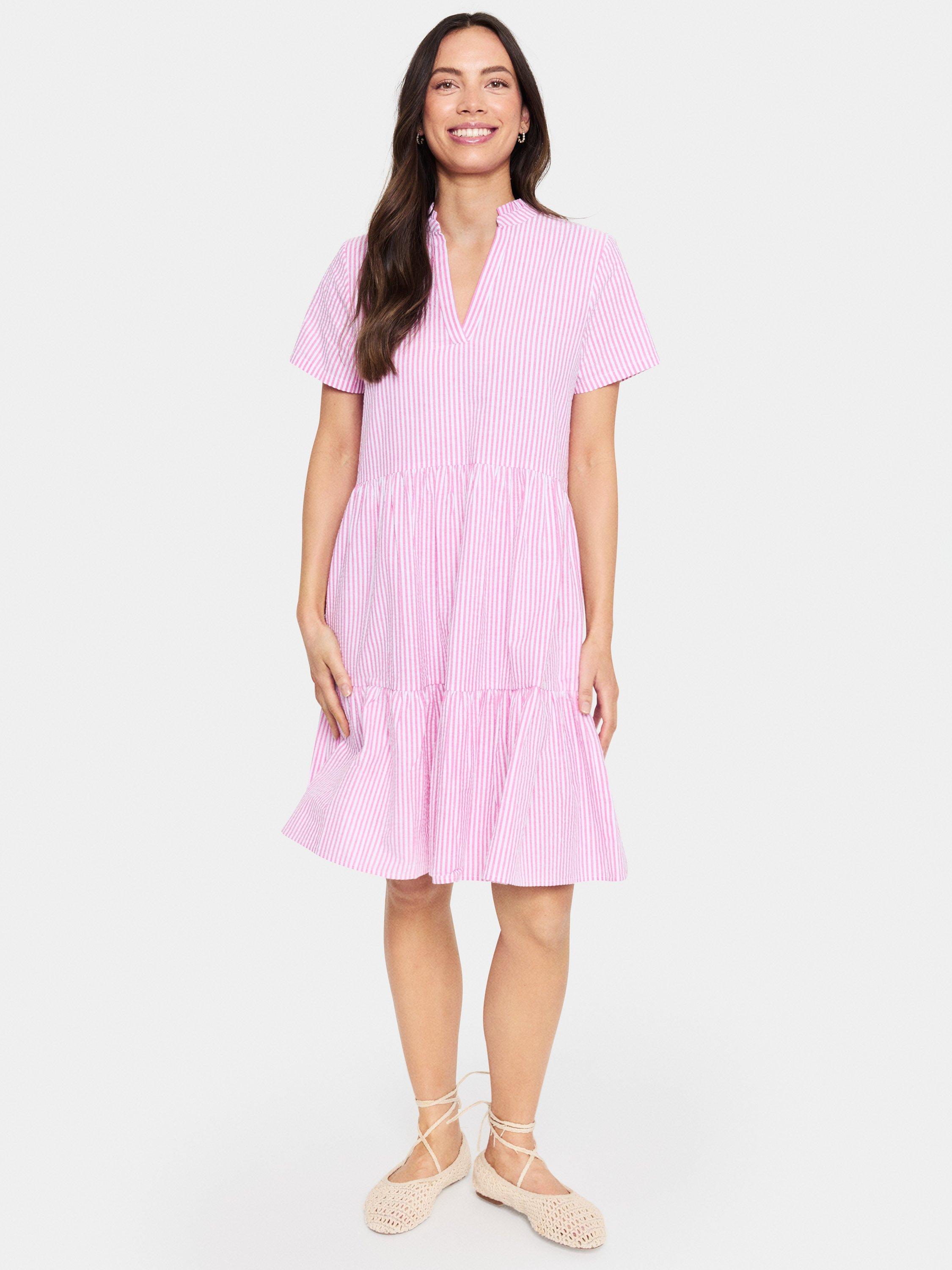 Product image 3 of 6, which shows Saint Tropez Elmiko Stripe Dress, Fandango Pink/White, XS