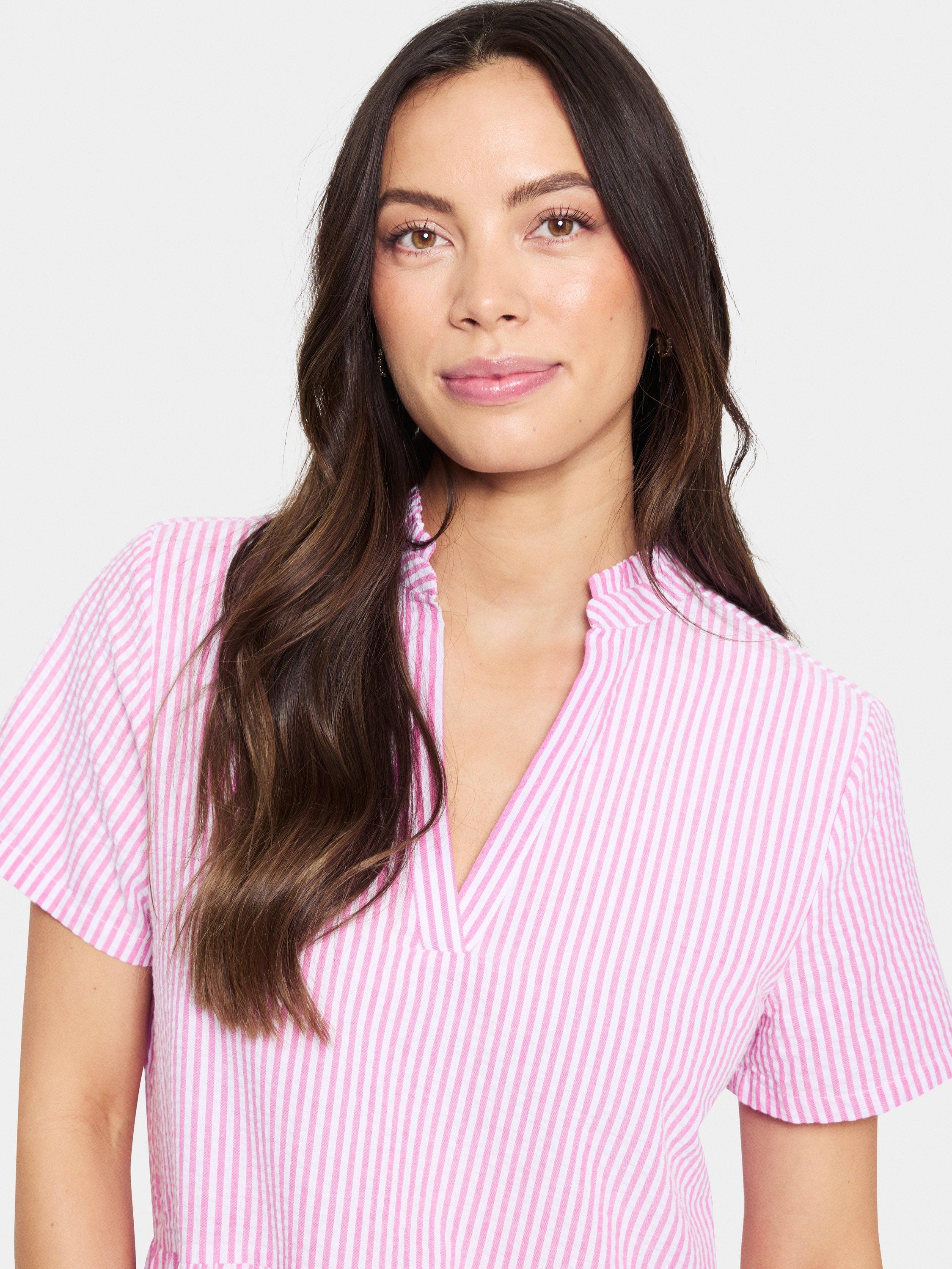 Product image 4 of 6, which shows Saint Tropez Elmiko Stripe Dress, Fandango Pink/White, XS