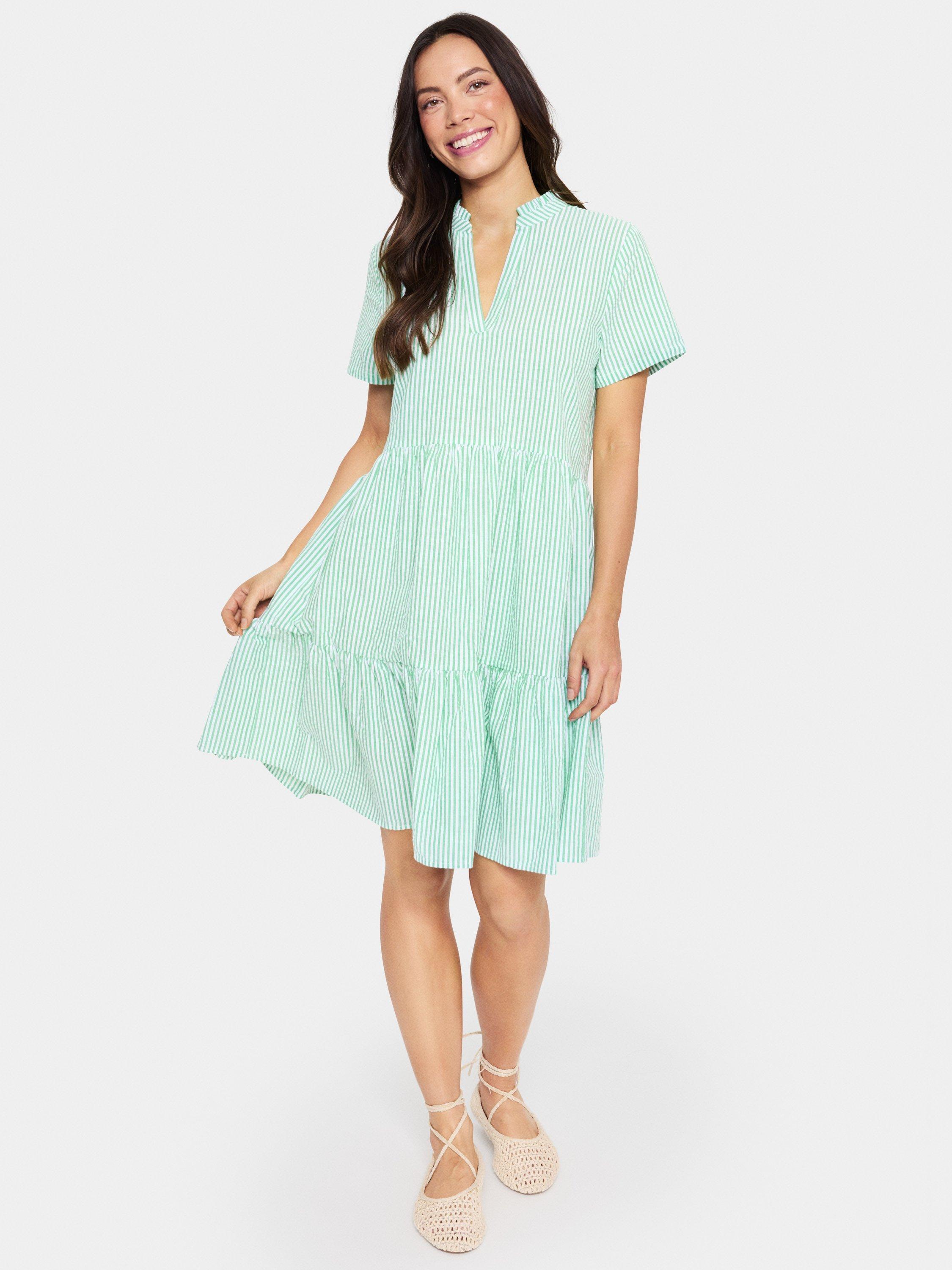 Product image 3 of 6, which shows Saint Tropez Elmiko Stripe Dress, Pistachio/White, XS