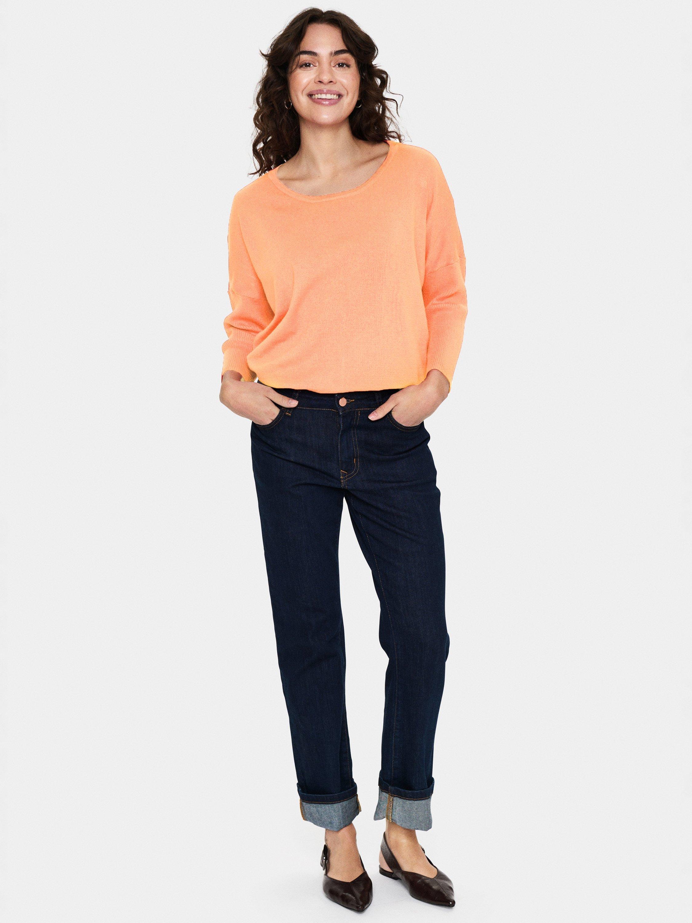 Product image 3 of 6, which shows Saint Tropez Mila 3/4 Sleeve Jumper, Orange, S