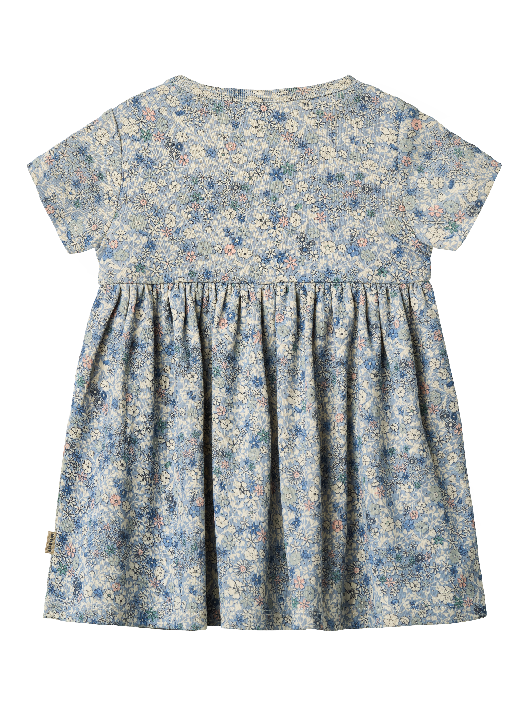Product image 2 of 3, which shows WHEAT Baby Nova Short Sleeve Floral Jersey Dress, Blue, 6 months