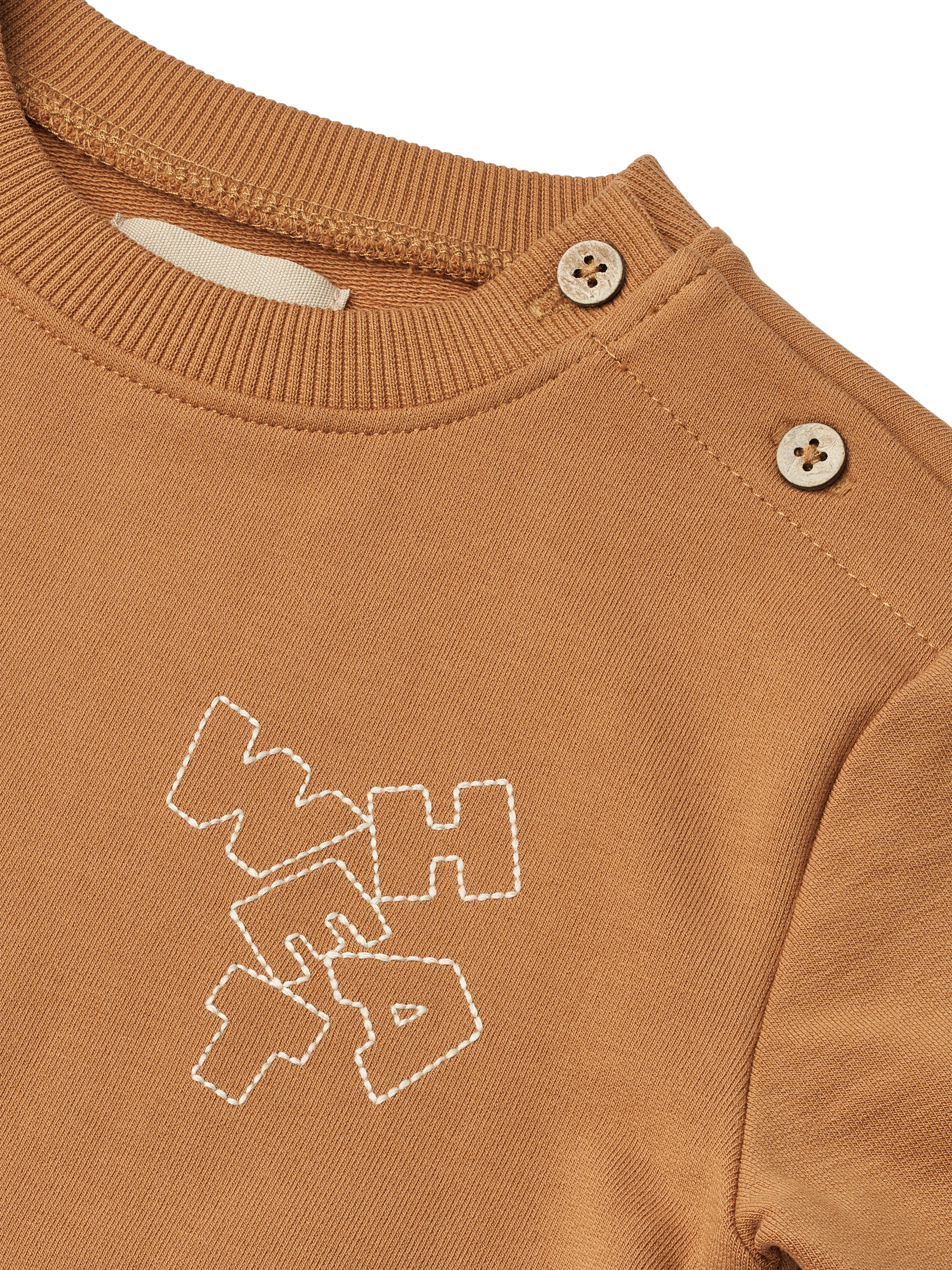 Product image 3 of 3, which shows WHEAT Baby Willi Logo Sweatshirt, Almond, 9 months