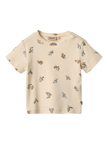 WHEAT Baby Mikkel Crew Neck T-Shirt, Beige, Beige