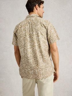 White Stuff Finsbury Cotton Regular Leaf Print Shirt, Green/Multi - view 2, Green/Multi