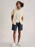 White Stuff Finsbury Organic Cotton Regular Fit Leaf Print Shirt, Natural/Multi
