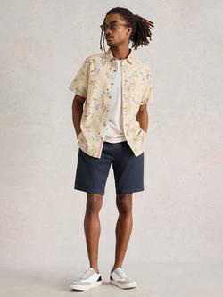 White Stuff Finsbury Organic Cotton Regular Fit Leaf Print Shirt, Natural/Multi, Natural/Multi