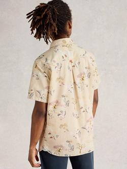 White Stuff Finsbury Organic Cotton Regular Fit Leaf Print Shirt, Natural/Multi - view 2, Natural/Multi