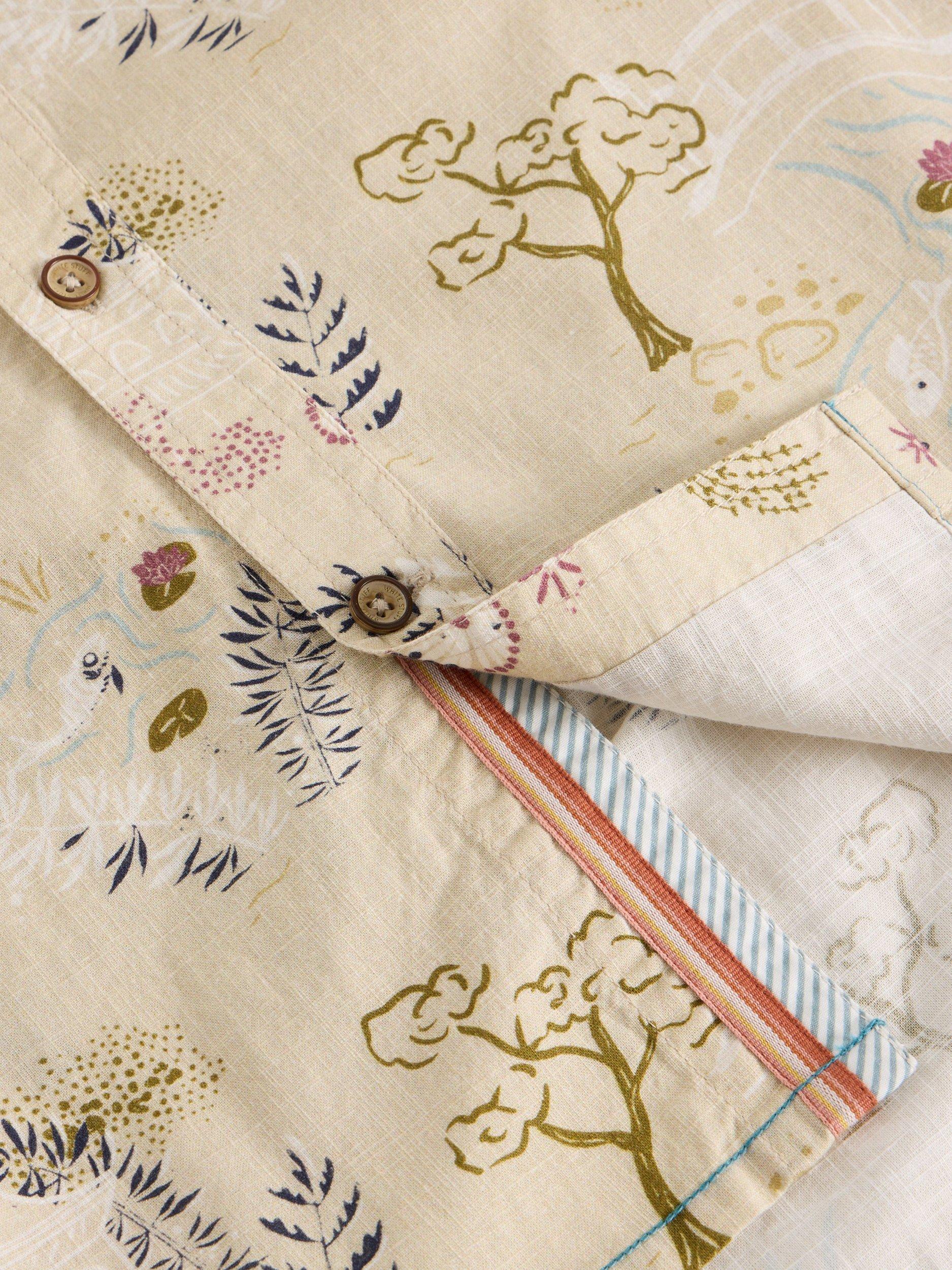 Product image 6 of 6, which shows White Stuff Finsbury Organic Cotton Regular Fit Leaf Print Shirt, Natural/Multi, XS