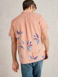 White Stuff Finsbury Cotton Regular Fit Leaf Print Shirt, Pink/Multi