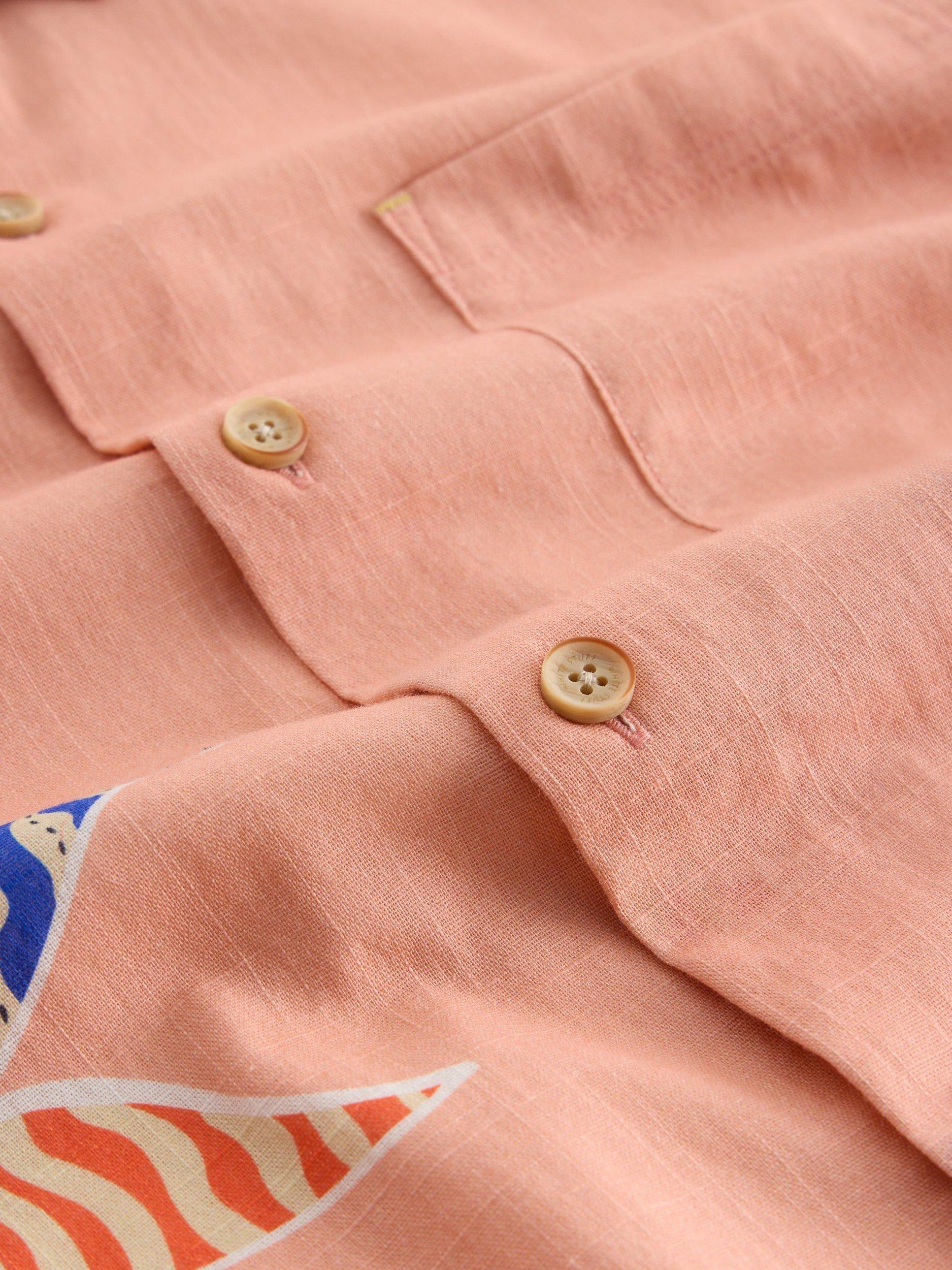 Product image 6 of 6, which shows White Stuff Finsbury Cotton Regular Fit Leaf Print Shirt, Pink/Multi, S