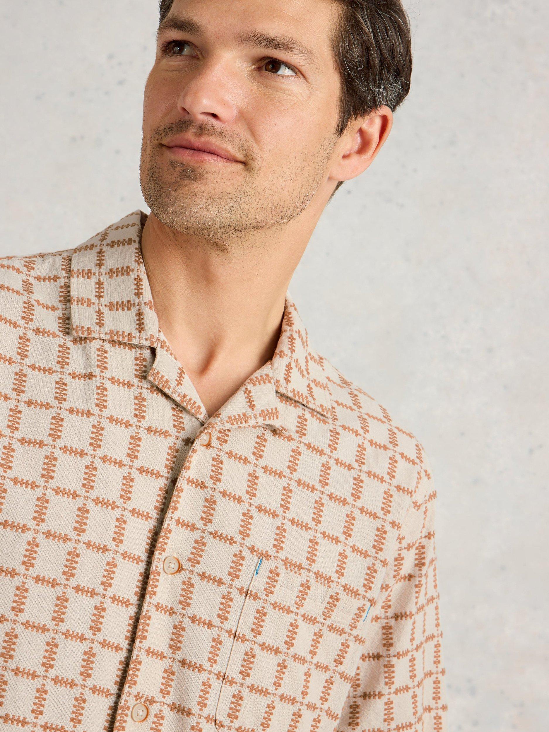 Product image 3 of 6, which shows White Stuff Organic Cotton Regular Fit Abstract Check Shirt, Natural/Multi, S