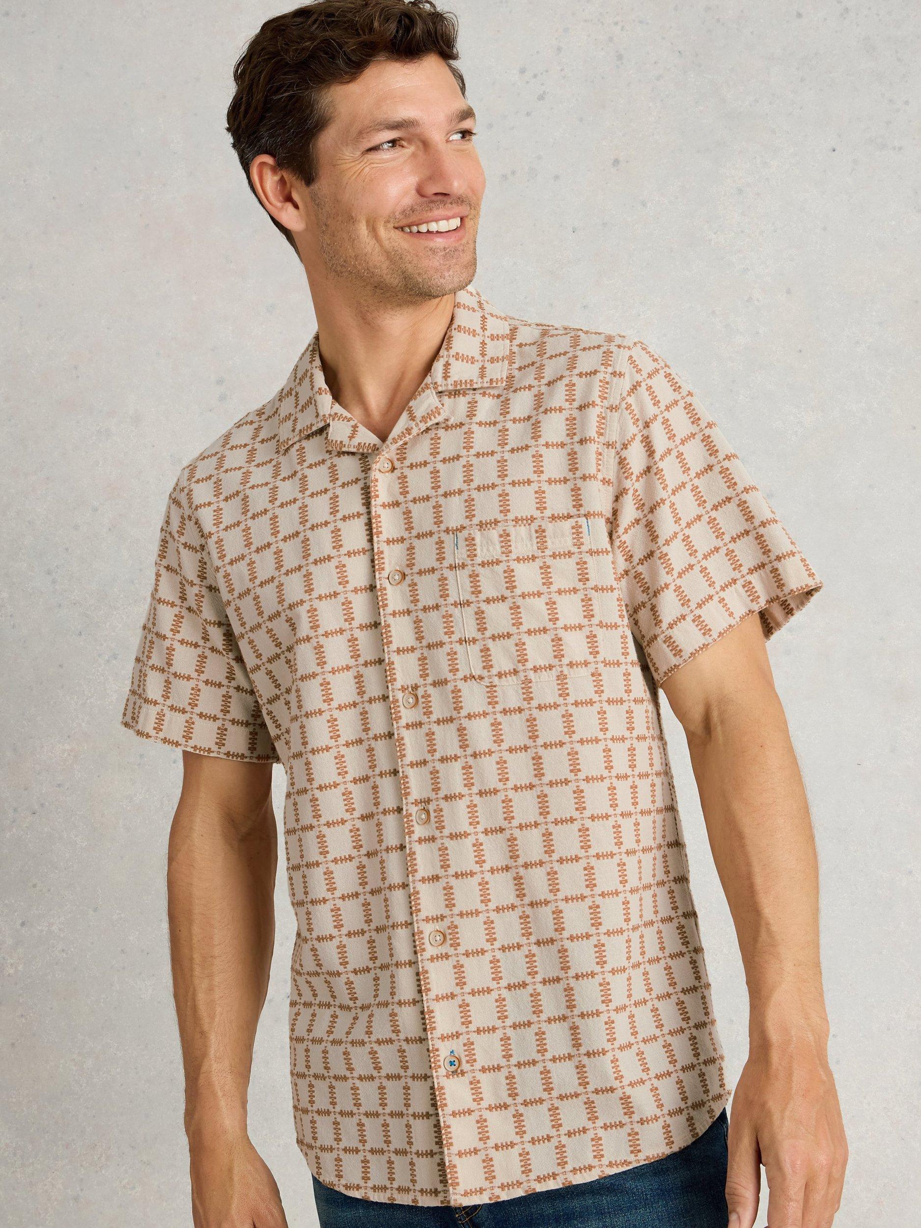 Product image 4 of 6, which shows White Stuff Organic Cotton Regular Fit Abstract Check Shirt, Natural/Multi, S