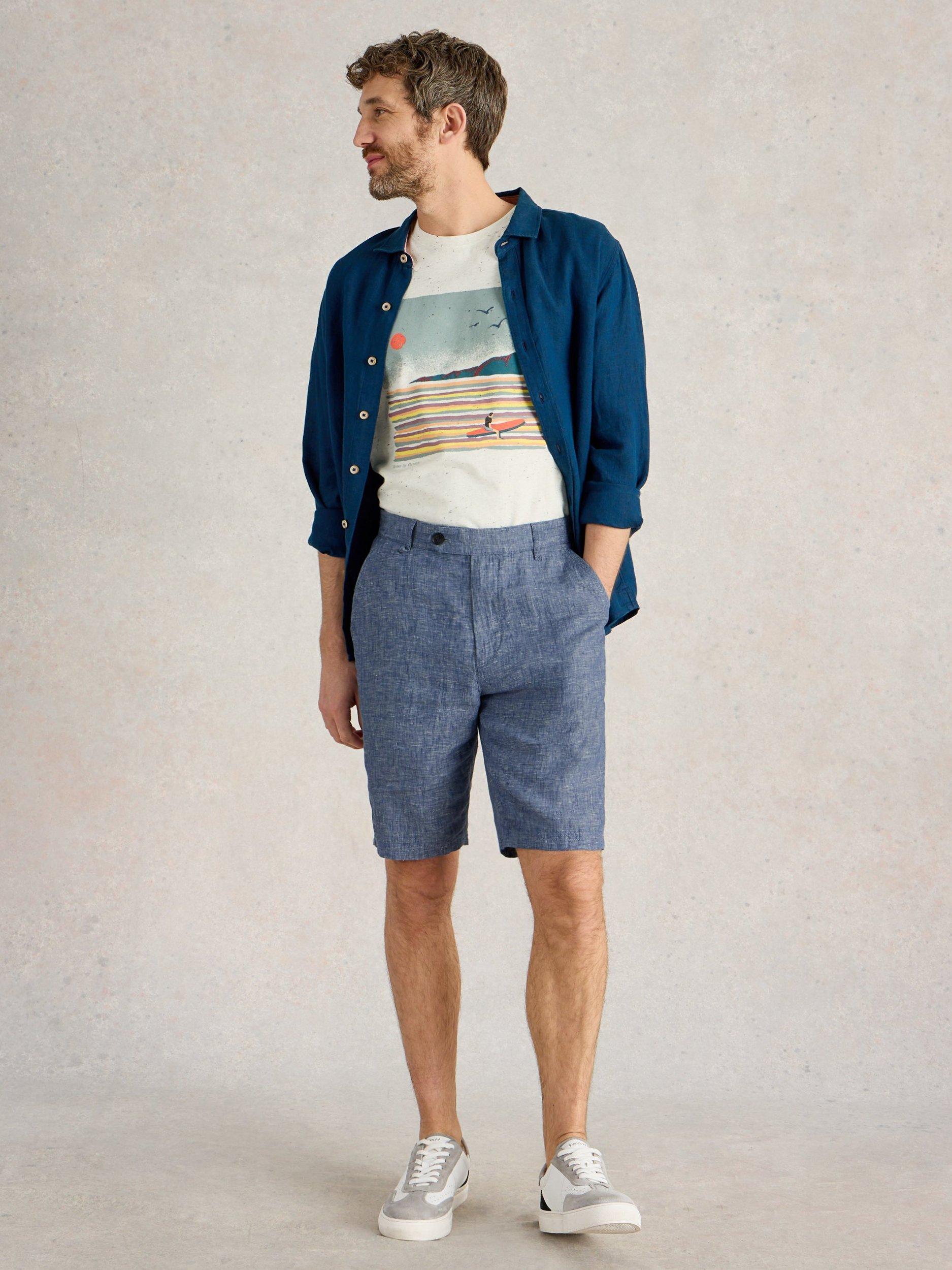 Product image 1 of 6, which shows White Stuff Linen Shorts, Mid Blue, 32R