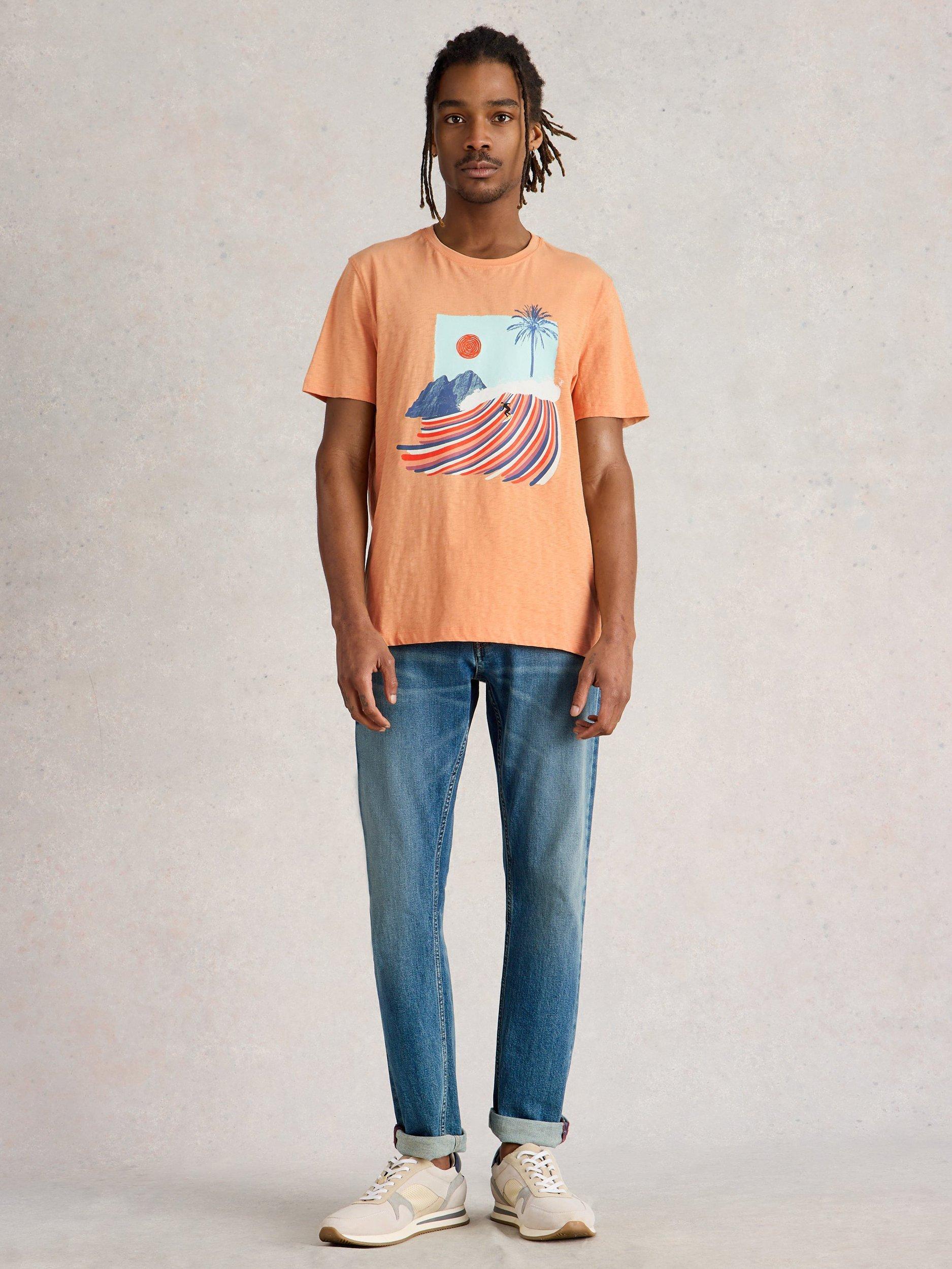 Product image 1 of 6, which shows White Stuff Abersoch Cotton Regular Fit Short Sleeve Graphic T-Shirt, Pink/Multi, XS