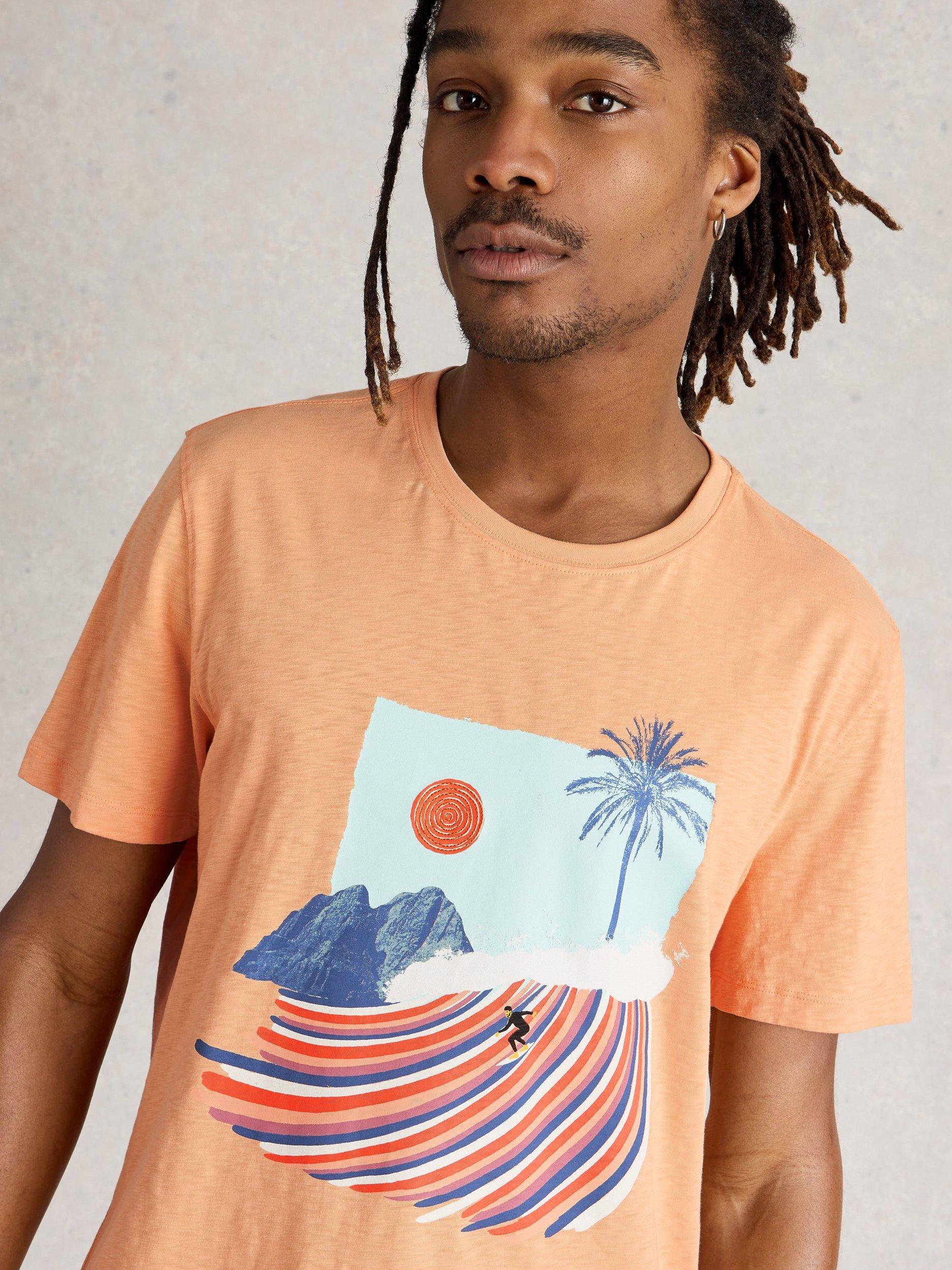 Product image 3 of 6, which shows White Stuff Abersoch Cotton Regular Fit Short Sleeve Graphic T-Shirt, Pink/Multi, XS