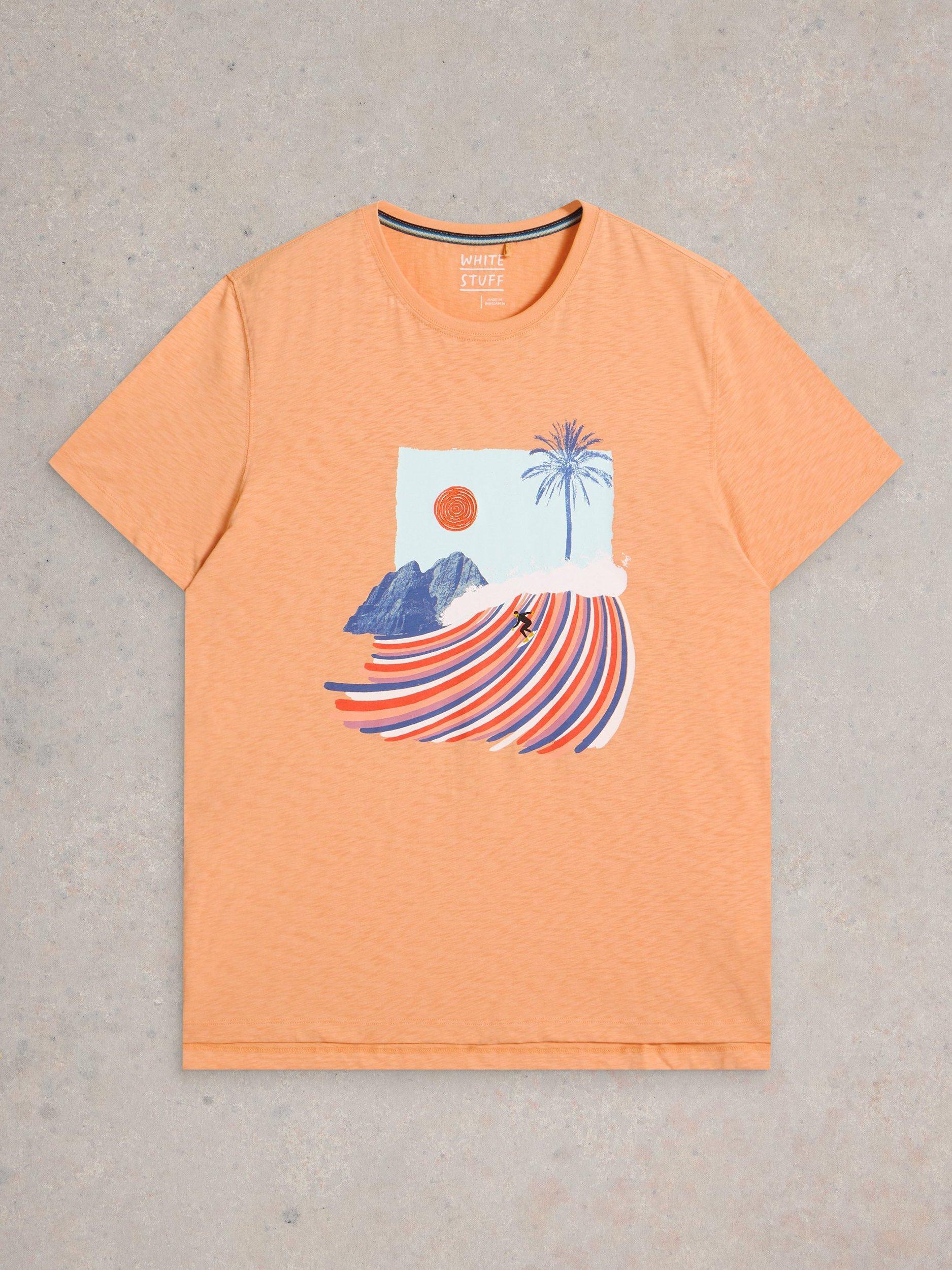 Product image 5 of 6, which shows White Stuff Abersoch Cotton Regular Fit Short Sleeve Graphic T-Shirt, Pink/Multi, XS