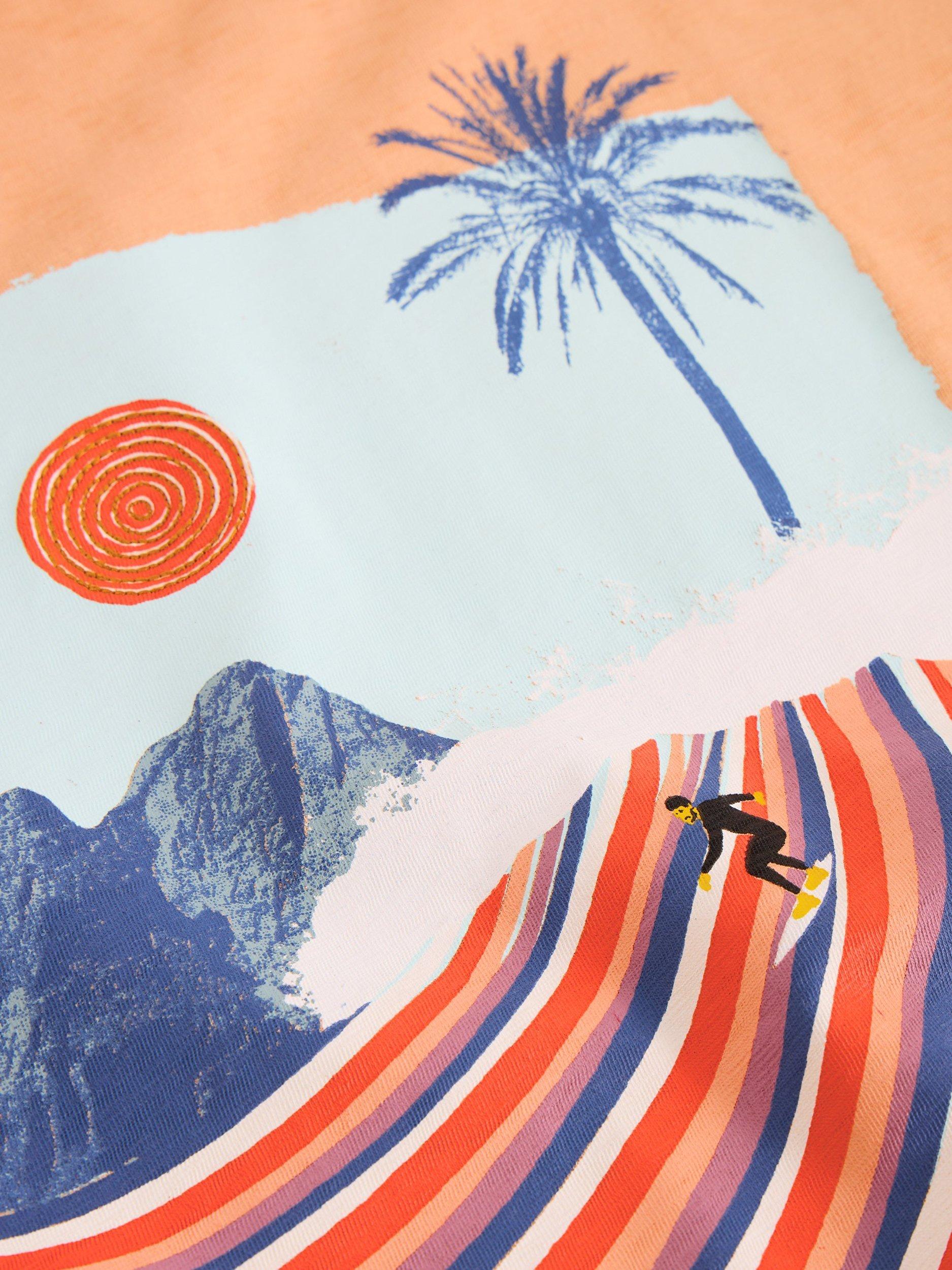 Product image 6 of 6, which shows White Stuff Abersoch Cotton Regular Fit Short Sleeve Graphic T-Shirt, Pink/Multi, XS