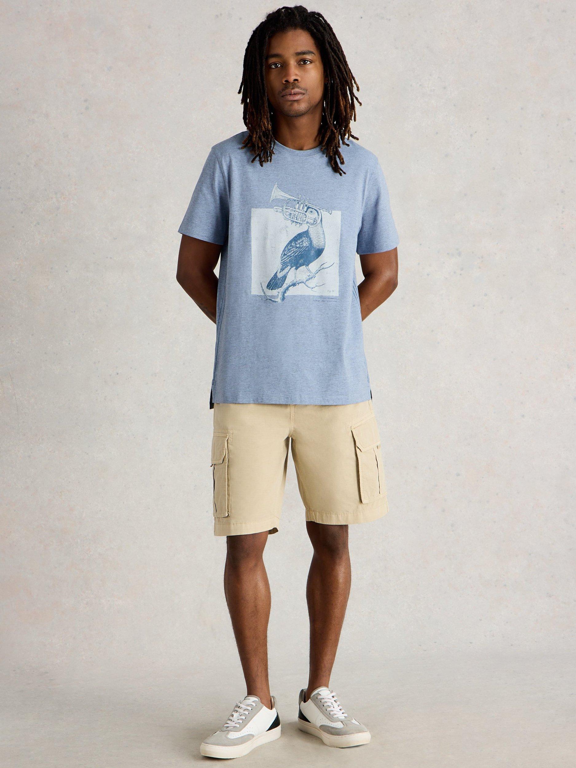 Product image 1 of 6, which shows White Stuff Cotton Blend Regular Fit Short Sleeve Toucan Graphic T-Shirt, Blue/Multi, XL