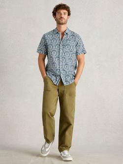 White Stuff Finsbury Cotton Regular Fit Tile Effect Shirt, Blue/Multi, Blue/Multi