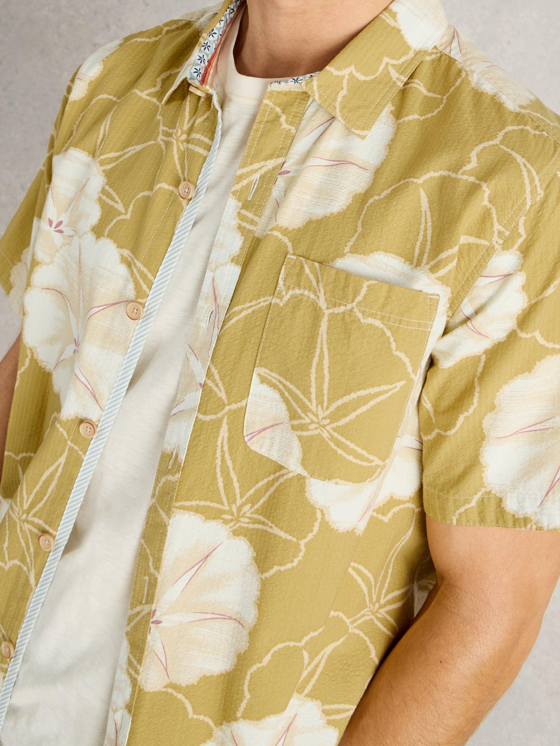 Product image 3 of 6, which shows White Stuff Finsbury Cotton Regular Fit Floral Print Shirt, Green/Multi, XS