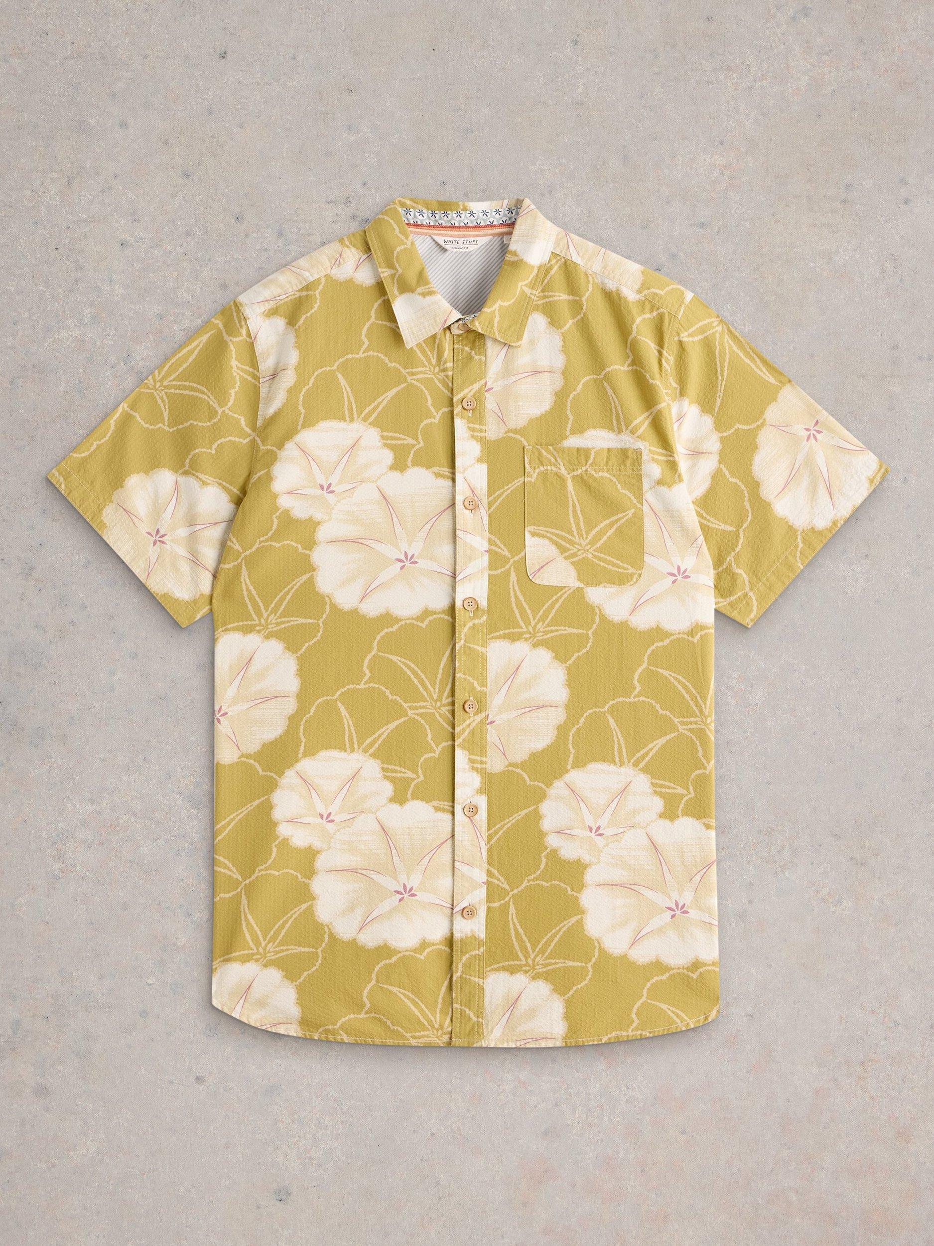 Product image 5 of 6, which shows White Stuff Finsbury Cotton Regular Fit Floral Print Shirt, Green/Multi, XS