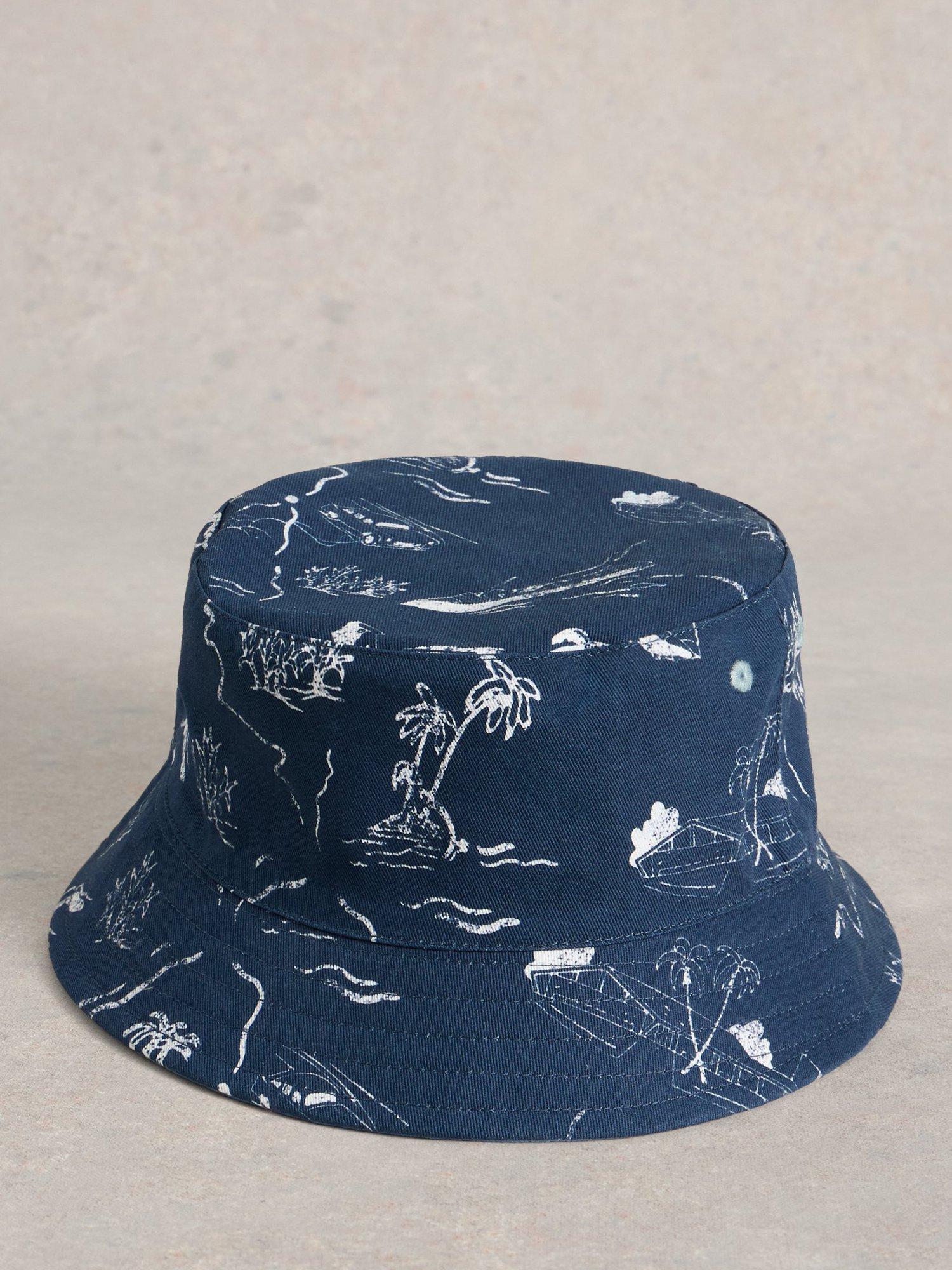 Product image 1 of 3, which shows White Stuff Reversible Bucket Hat, Navy/Blue, One Size