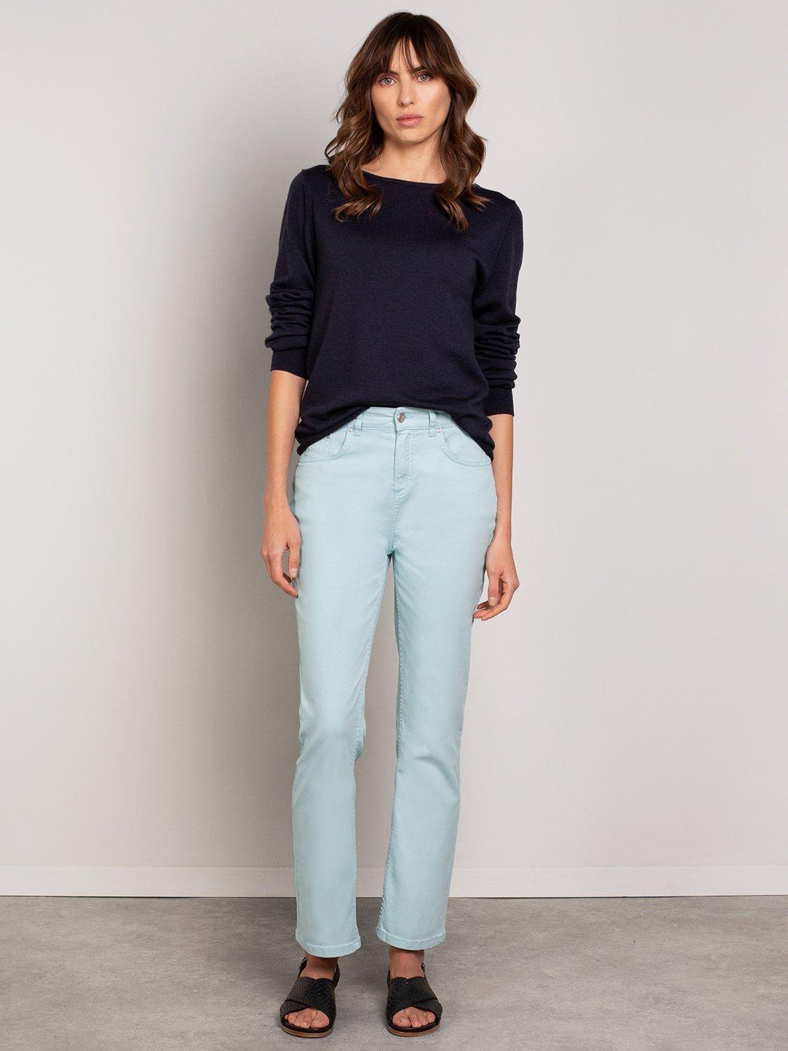 Product image 1 of 4, which shows Celtic & Co. Cotton Blend Denim Jeans, Duck Egg, XS