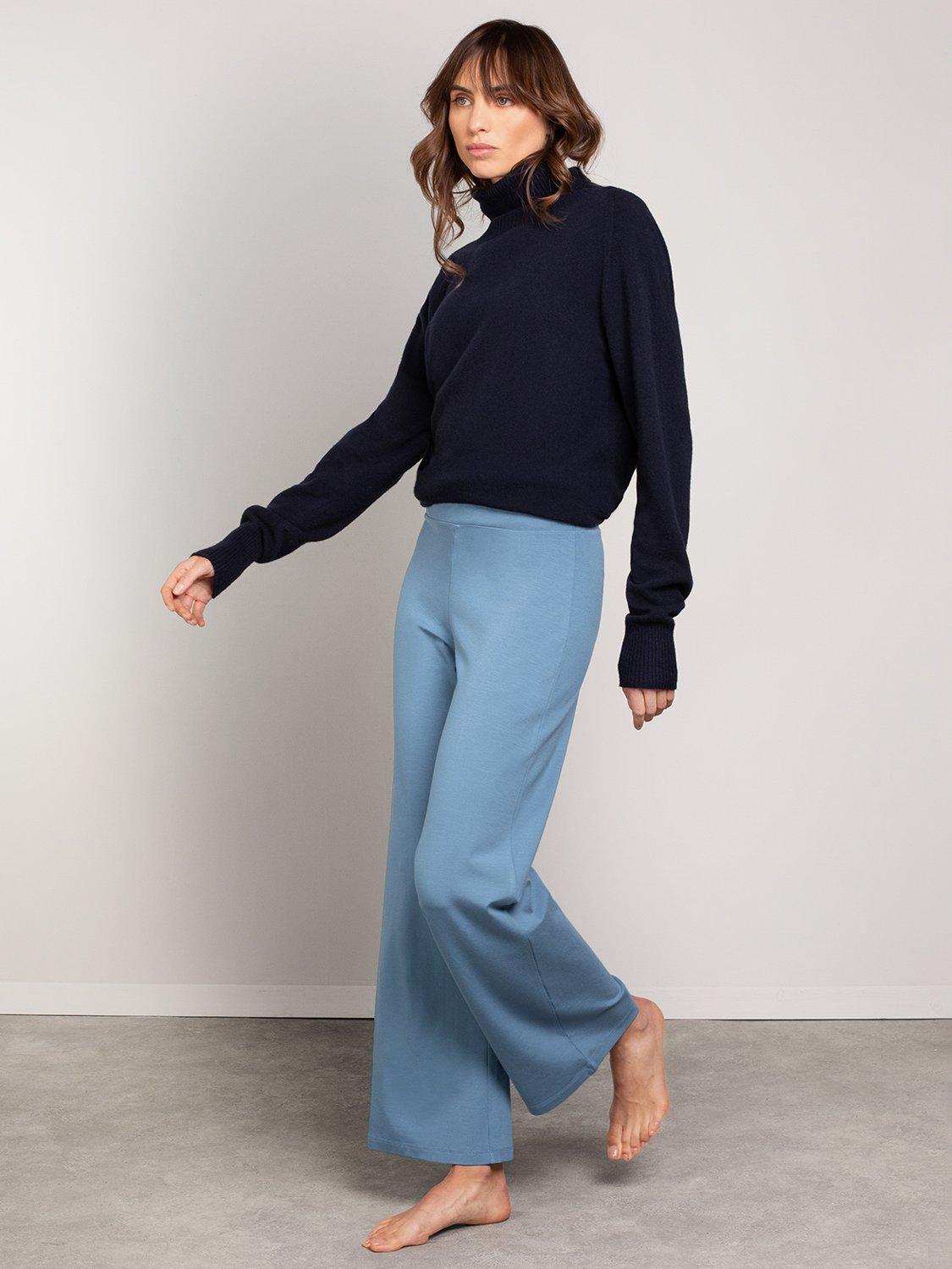 Product image 3 of 3, which shows Celtic & Co. Lauren Wide Leg Trousers, Oxford Blue, XS